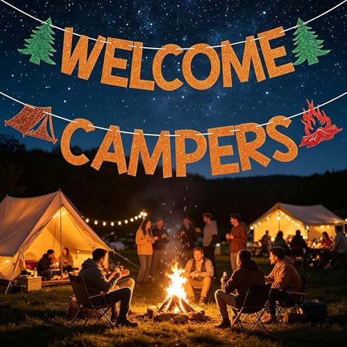 Welcome Campers Banner - Rustic Camp Decor for Parties