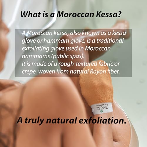 Zakia's Morocco Blue Kessa Exfoliating Mitts 2 Pack - Natural Body Scrubber