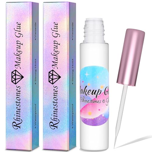 Shynek 2PCS Waterproof Rhinestone Face & Body Glue for Makeup, Halloween Costume & Glitter Adhesive