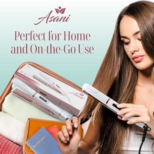 Asani 2-in-1 Hair Straightener and Curler with Negative Ions - Fast Heat-up & Adjustable Temp