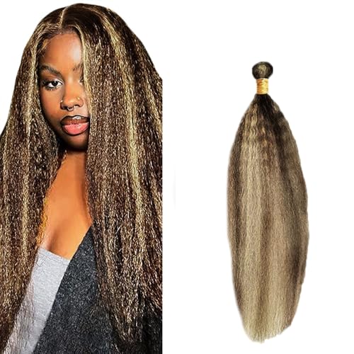 CrmBmod P4/613 Highlight Kinky Straight Human Hair Bundles 50g