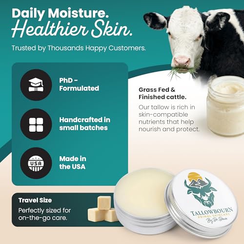 Tallowbourn Grass-Fed Beef Tallow Balm for Face & Body - Unscented 1oz