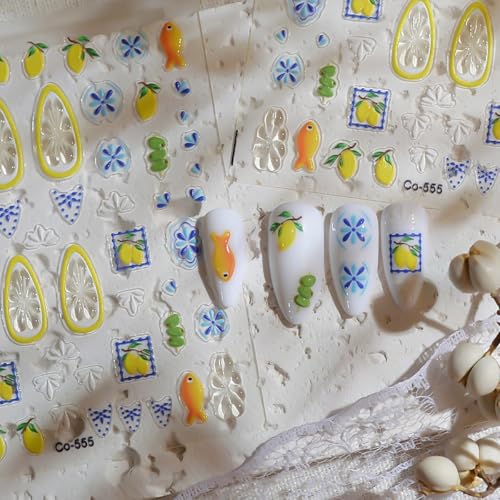 Bohemia Lemon Nail Stickers - Self-Adhesive Summer Nail Art Decals
