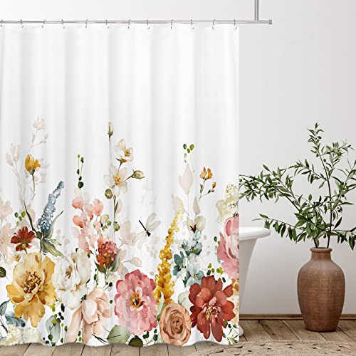 Tititex Floral Shower Curtain - Waterproof 71x71 Inch Polyester
