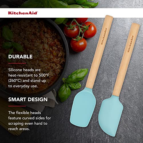 KitchenAid Mini Spatula Set with Bamboo Handle - Set of 2 in Aqua Sky