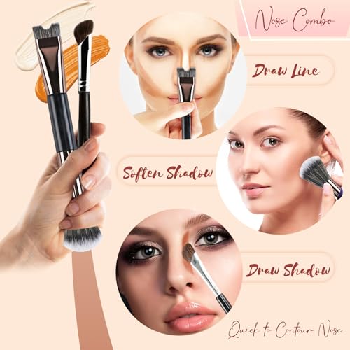 2-in-1 Nose Contour Brush Set - U-Shaped & Fluffy Blending Brush