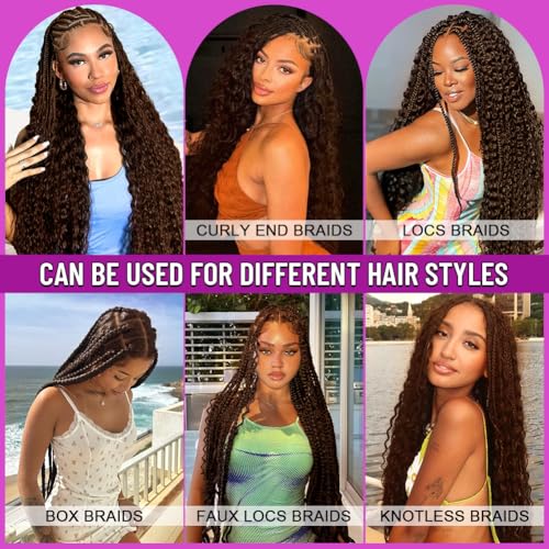 100 Percent Human Boho Braiding Hair Deep Wave Bulk Boho Hair for Braiding Curly Bundles Human Hair for Boho Braids Wet and Wavy Braiding Hair Extension No Weft (18inch,#4 Natural Brown)