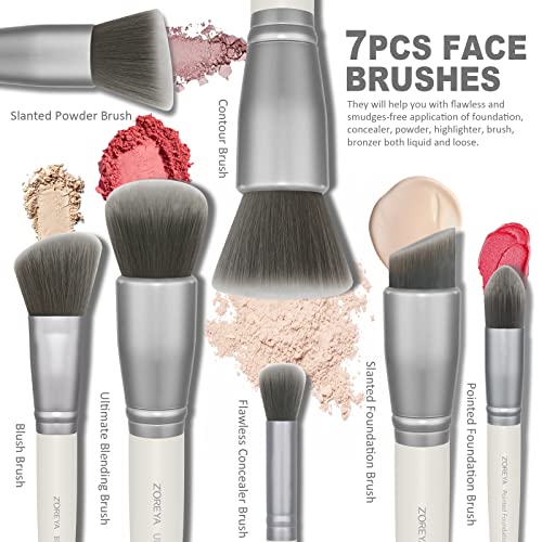 Raffaello 15-Piece Bamboo Charcoal Makeup Brush Set | White Handles