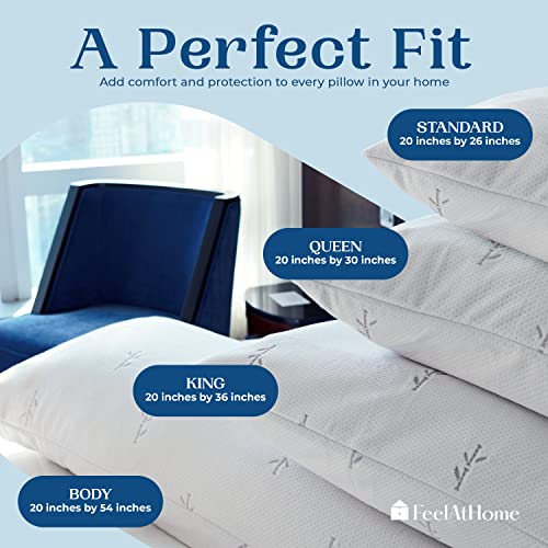 Cooling Pillow Cases 20x26 inches - Waterproof Bamboo Zippered Cover, 2 Pack