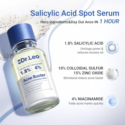 Dr.Leo 1.8% Salicylic Acid Acne Spot Treatment Drying Lotion, 0.34oz