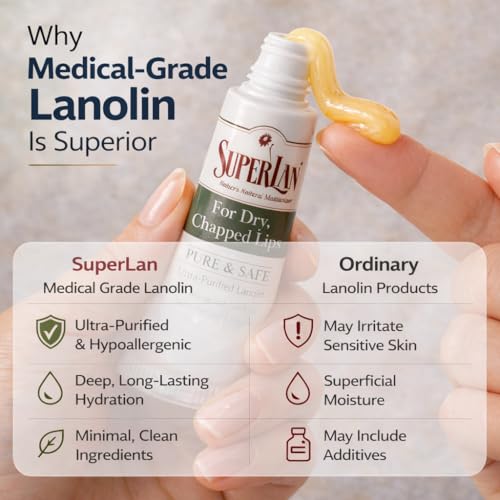 Superlan Organic Lanolin Lip Balm & Nipple Cream 3-Pack Original