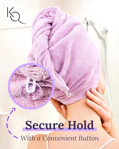 Keranique Microfiber Hair Towel Wrap – Quick Dry Turban for All Hair Types (Large)