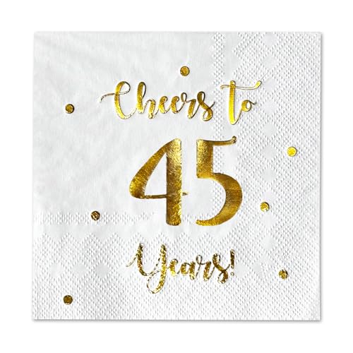 Cheers to 45 Years Cocktail Napkins | 50-Pack 3-Ply Party Napkins