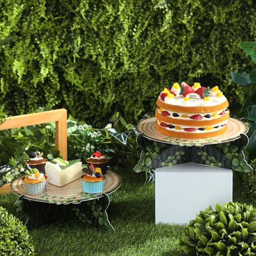 Woodland Themed Cupcake Stand Set - 2 Pcs Rustic Cake Holders