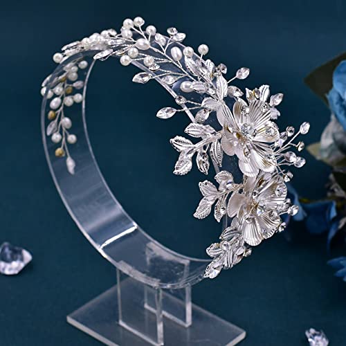 DIMNIE Rhinestone Bridal Hair Comb - Silver Wedding Headband