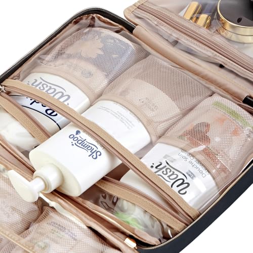 NISHEL Large Hanging Travel Toiletry Bag - Portable Makeup Organizer, Black