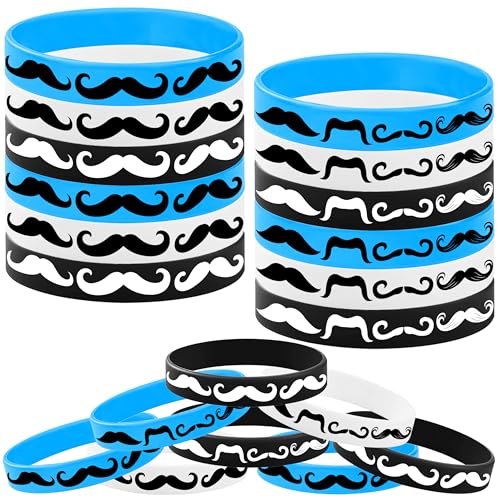 CupaPlay 24PCS Moustache Silicone Bracelets - Party Favors