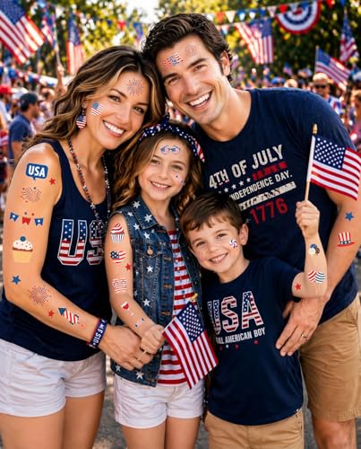 4th of July Temporary Tattoos for Kids - 108 Patriotic Designs