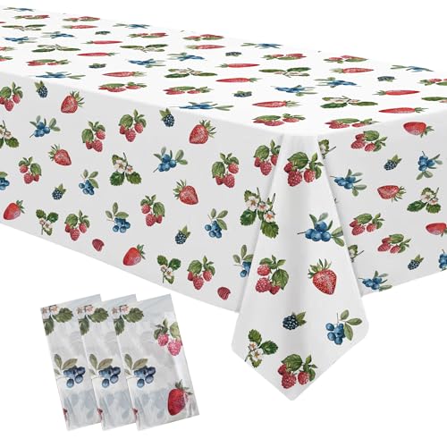 Berry Birthday Party Tablecloth Set - 3 Disposable Table Covers