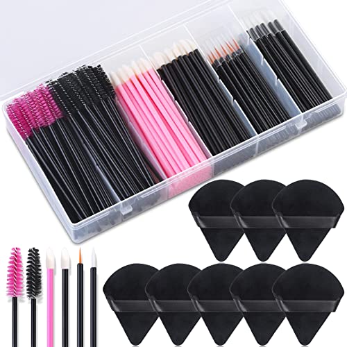 248 Pcs Disposable Makeup Applicator Kit with Triangle Puffs - White