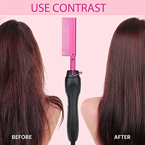 Erokicysh Ceramic Electric Hot Comb - Purple Hair Straightener & Beard Press