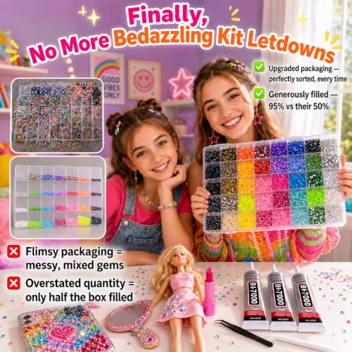 HEIHING 50,000-Piece 3mm Rhinestone Bedazzling Kit for DIY Crafts