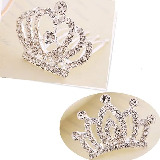 2 Pack Rhinestone Tiara Hair Combs for Teens & Toddlers
