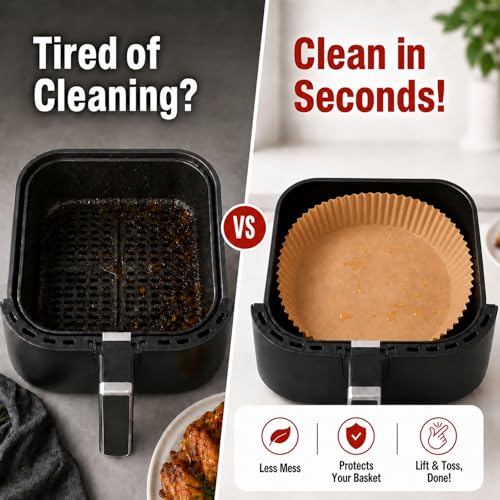 100 PCS Round Disposable Air Fryer Liners for 5-8 QT Baskets