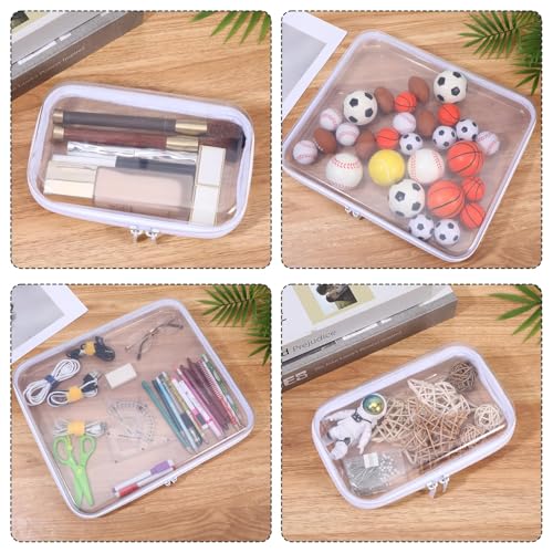 Hauojaus 2-Pack Clear Hard Shell Zipper Cases — Waterproof Storage for Cosmetics, Travel, and More