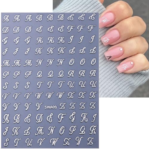 8 Sheets 3D English Letter Nail Stickers for DIY Nail Art