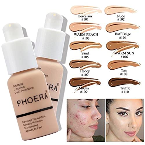 PHOERA Full Coverage Foundation & Setting Powder 1oz - Warm Peach & Cool Beige