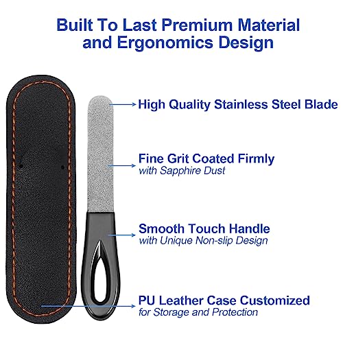 Stainless Steel Nail File Set with Leather Case - 2 Pack