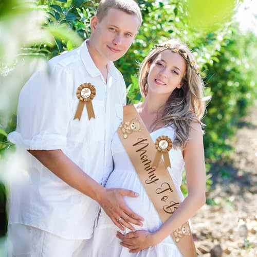Bear Theme Baby Shower Mom to Be Sash with Crown & Pins