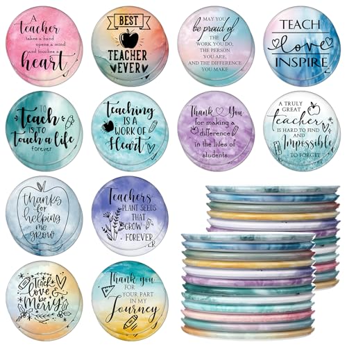 Hollowfly 24 Pcs Mini Compact Makeup Mirrors with Inspirational Quotes - Teacher Gifts