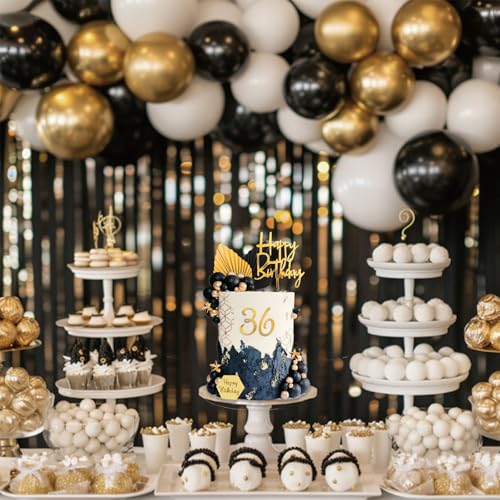 44Pcs Black and Gold Cake Toppers Set for Men's Birthday