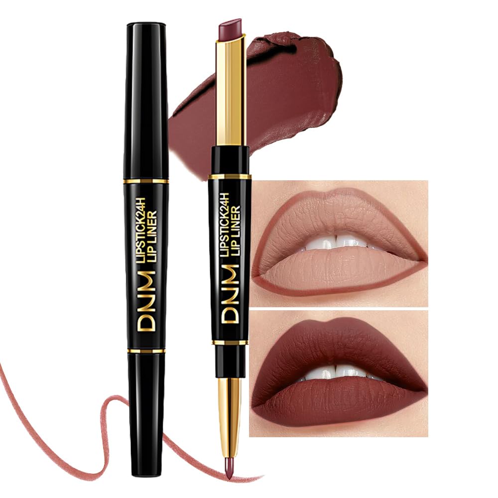 Chestnut Nude Brown Matte Lip Liner & Lipstick Set - Long Lasting, Waterproof, Smudge Proof | Antique Rose