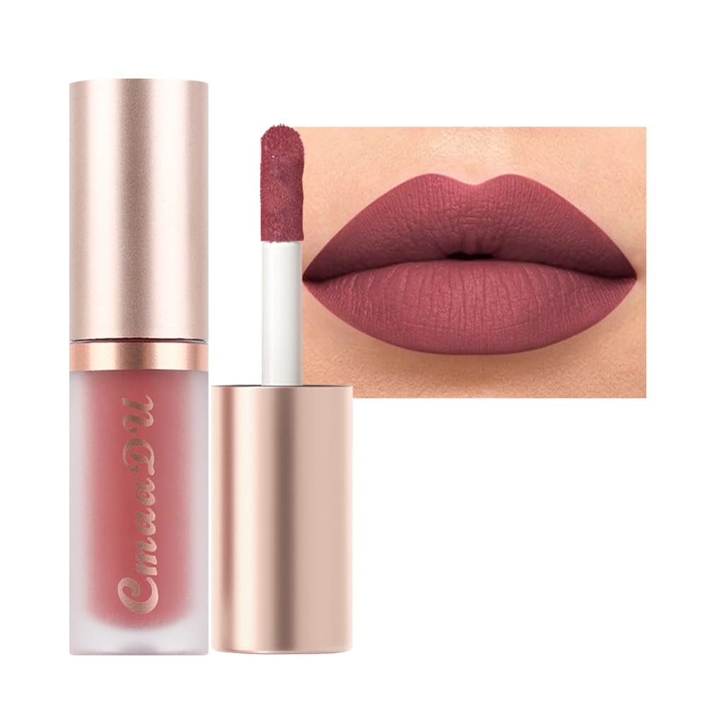 Matte Lipstick Set - 10Pcs Long-Lasting Liquid Lip Color for Black Women | Dark Ruby, Mauve, Plum & More