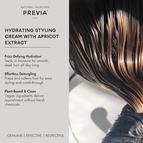 PREVIA Anti Frizz Leave-In Creme 3.38 oz - Hydrating Cream for All Hair Types