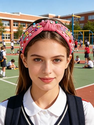 NVENF Style H Crystal Pearl Teacher Headband - Back to School Hair Accessory
