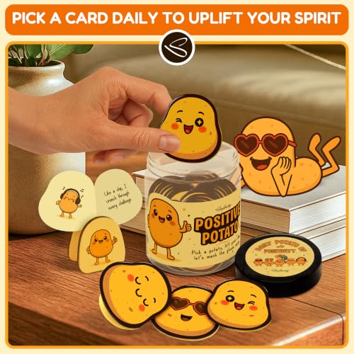 STOFINITY Positive Potato Affirmation Jar with 60 Cards & Stand