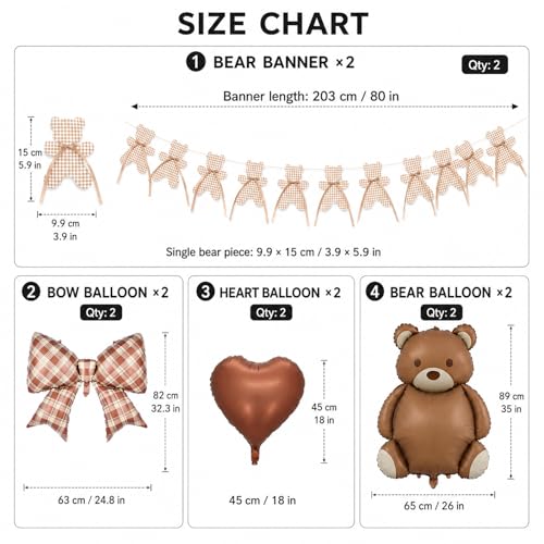 Woodland Bear Party Decorations Set - 8 Piece Birthday Kit