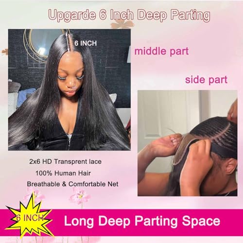 FancyCow 2x6 HD Straight Lace Closure, 10 Inch Brazilian Virgin Human Hair