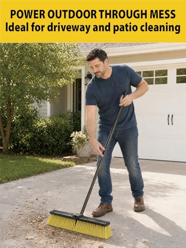18" Heavy Duty Outdoor Push Broom with 63" Handle