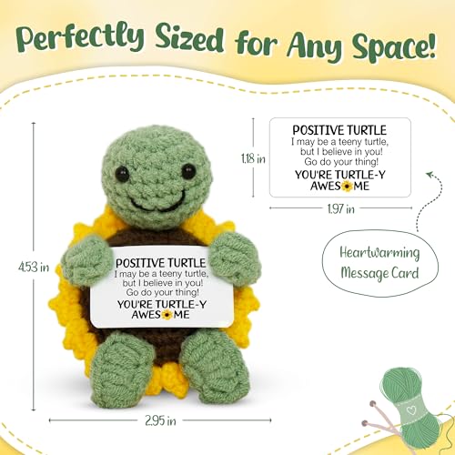 Handmade Positive Crochet Turtle Gift for Women - Soft Yarn Decor