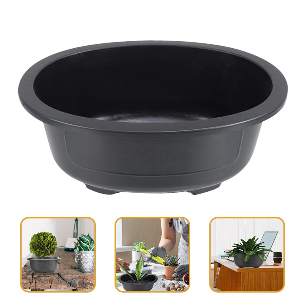 Angoily 2Pcs Bonsai Training Pot 17" Plastic Bonsai Pot with Drainage Hole Oval Planter for Desktop Decoration Nursery Garden Balcony