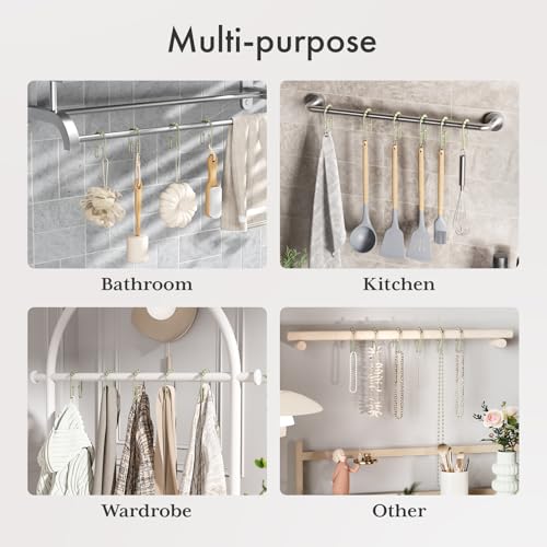 AmazerBath Sage Green Shower Curtain Hooks - Rust Proof Double Hooks, 12 Pack