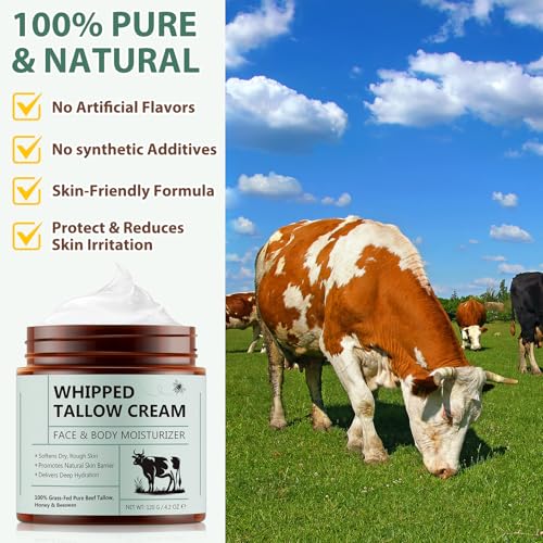 Organic Beef Tallow Face Moisturizer with Raw Honey - 4.2 Oz