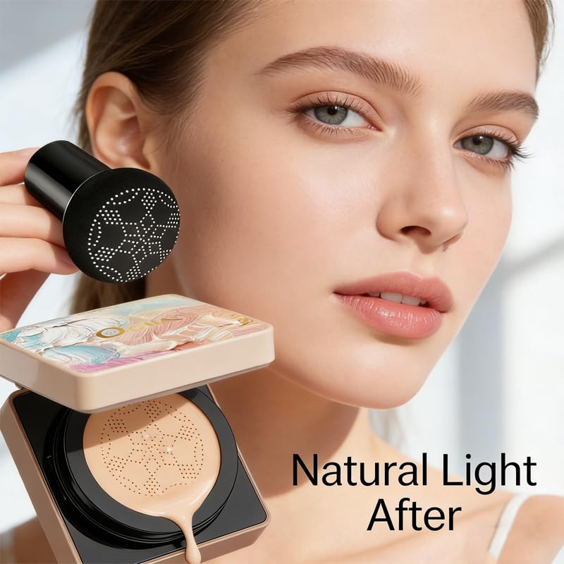 Mushroom-Head Cushion Foundation & Setting Powder Set - Long-Lasting Matte Finish | 3 Shades Available