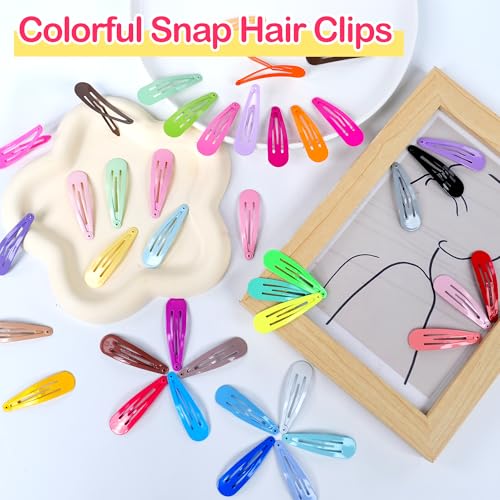 120 Pcs Metal Snap Hair Clips in 40 Bright Colors for Women