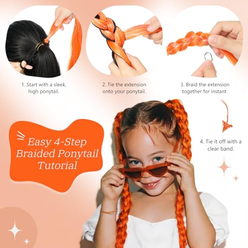 Lumitressa 26 Inch Orange Tinsel Ponytail Extension Pack - Synthetic Braided Hair
